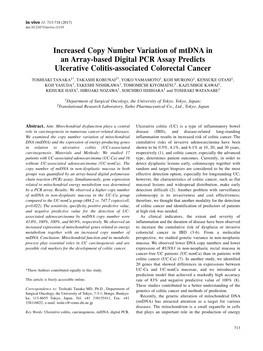 Increased Copy Number Variation of Mtdna in an Array-Based Digital