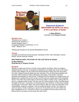 Classroom Guide for BROTHERS in HOPE:The Story of the Lost Boys of Sudan