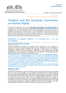 Taxation and the ECHR