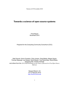 Towards a Science of Open Source Systems