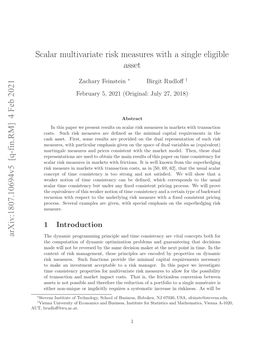 Scalar Multivariate Risk Measures with a Single Eligible Asset