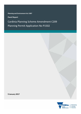 Cardinia Planning Scheme Amendment C209 Planning Permit Application No P1502 Front Page