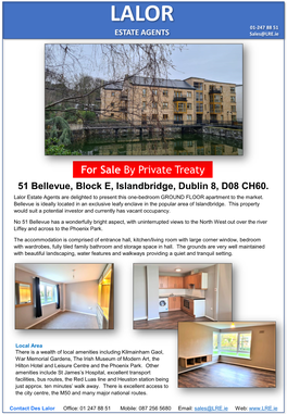 For Sale by Private Treaty 51 Bellevue, Block E, Islandbridge, Dublin 8, D08 CH60