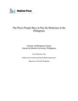 The Prices People Have to Pay for Medicines in the Philippines