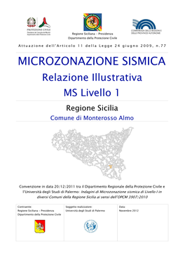 MICROZONAZIONE SISMICA Relazione Illustrativa MS Livello 1 Regione Sicilia Comune Di Monterosso Almo