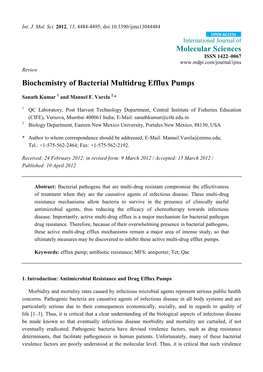 Biochemistry of Bacterial Multidrug Efflux Pumps