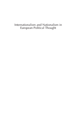 Internationalism and Nationalism in European Political Thought