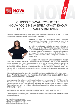 Chrissie Swan Co-Hosts Nova 100'S New Breakfast Show