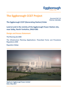 The Eggborough CCGT Project Document Ref: 5.6 PINS Ref: EN010081 the Eggborough CCGT (Generating Station) Order