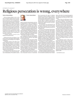 Religious Persecution Is Wrong, Everywhere