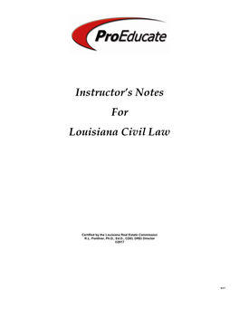 Instructor's Notes for Louisiana Civil