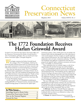 Connecticut Preservation News May/June 2013 Volume XXXVI, No