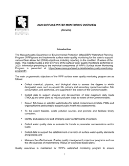 1 2020 Surface Water Monitoring Overview