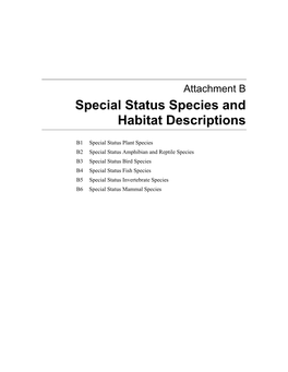 Special Status Species and Habitat Descriptions