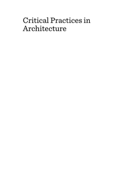 Critical Practices in Architecture