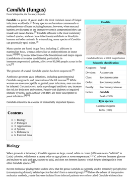 Candida (Fungus) from Wikipedia, the Free Encyclopedia