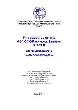 PROCEEDINGS of the 48Th CCOP ANNUAL SESSION (PART I) 5-8