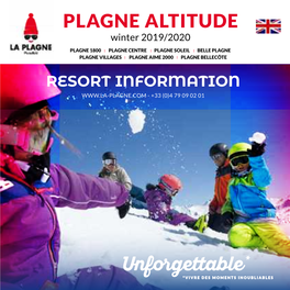 PLAGNE ALTITUDE Winter 2019/2020