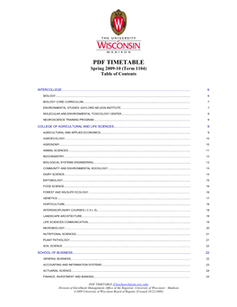 Spring 2009-10 PDF Timetable