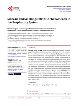 Silicosis and Smoking: Intrinsic Phenomenon in the Respiratory System