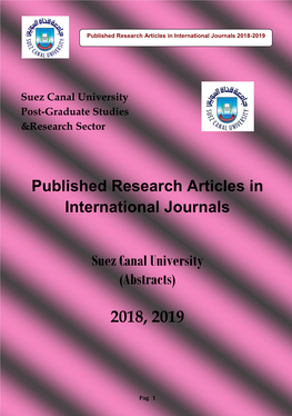 Published Research Articles in International Journals Suez Canal University (Abstracts)