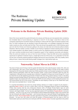 Redstone Private Banking Update Q1 2020