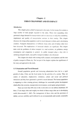 Chapter -1 URBAN TRANSPORT and ITS IMPACT