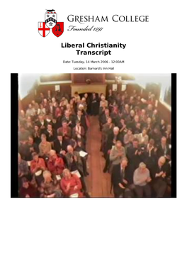 Liberal Christianity Transcript