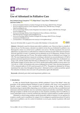 Use of Alfentanil in Palliative Care