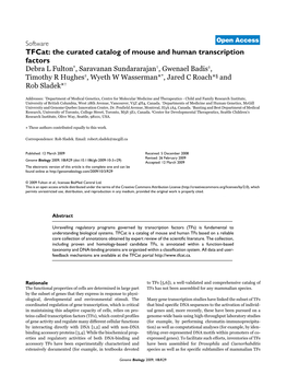 Tfcat: the Curated Catalog of Mouse and Human Transcription Factors