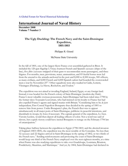 The Ugly Duckling: the French Navy and the Saint-Domingue Expedition, 1801-1803