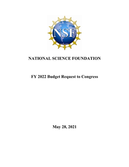 National Science Foundation FY 2022 Budget Request to Congress