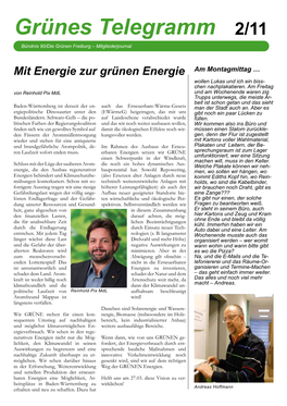 Grünes Telegramm 2/11 Bündnis 90/Die Grünen Freiburg – Mitgliederjournal