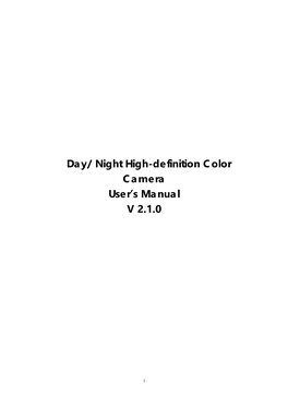 Day/ Night High-Definition Color Camera User's Manual V 2.1.0