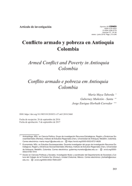 Conflicto Armado Y Pobreza En Antioquia Colombia