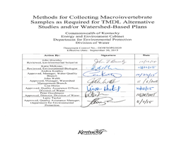 Methods for Collecting Macroinvertebrate Samples For