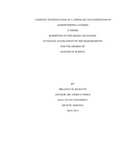 A Kinetic Investigation of 1,3-Dipolar Cycloadditions Of