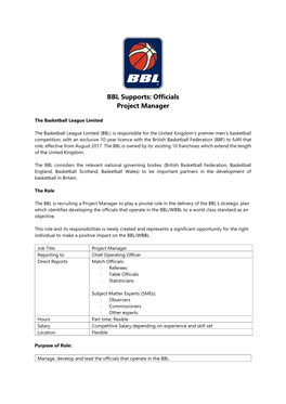 BBL Supports: Officials Project Manager