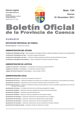 Boletín Oficial De La Provincia De Cuenca Sumario Diputación Provincial De Cuenca