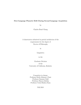 First Language Phonetic Drift During Second Language Acquisition By