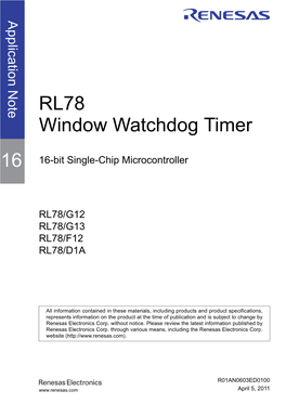 RL78 Window Watchdog Timer