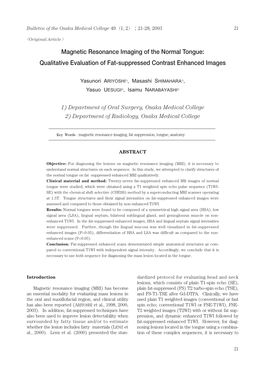 Magnetic Resonance Imaging of the Normal Tongue: Qualitative Evaluation of Fat-Suppressed Contrast Enhanced Images