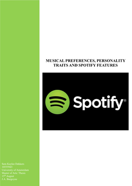 Musical Preferences, Personality Traits and Spotify Features