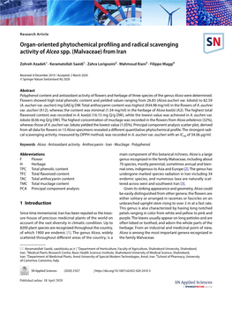 Organ-Oriented Phytochemical Profiling and Radical