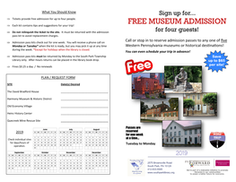 FREE MUSEUM ADMISSION  Each Kit Contains Tips and Suggestions for Your Trip!