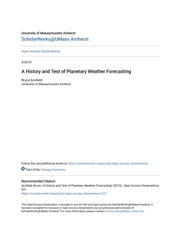 A History and Test of Planetary Weather Forecasting