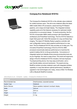 Compaq Evo Notebook N1015v