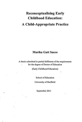 Reconceptualising Early Childhood Education: a Child-Appropriate Practice