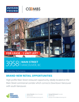 3958 Main Street Vancouver, Bc