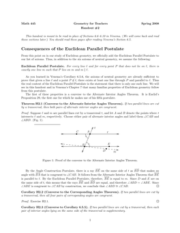 Consequences of the Euclidean Parallel Postulate